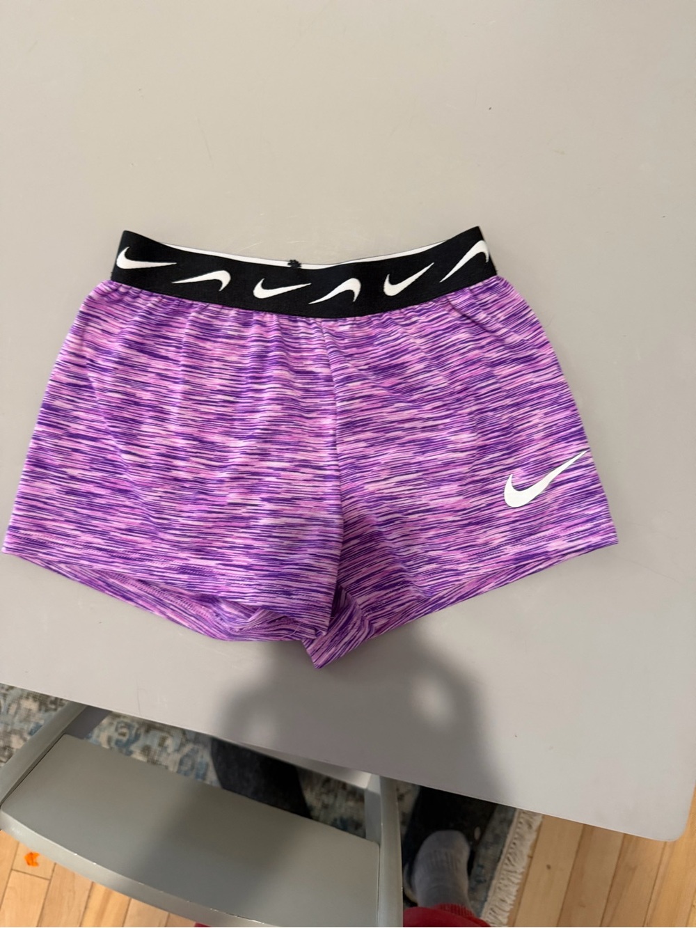 Nike Purple Heather Performance Shorts with Black Logo Waistband Sz 4/5